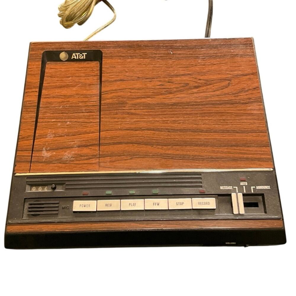 Vintage AT&T Model 2200 Woodgrain Cassette Answering Machine Retro Telephone